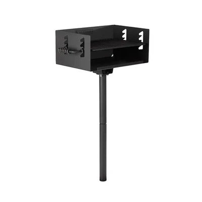 TITAN GREAT OUTDOORS Ash & Ember 384 Sq. In Park-Style Charcoal Grill, Single Post Barbeque Grill