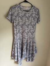 Michael Kors Paisley Print Handkerchief Hem Dress Blue White Petite P