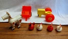 VTG 1980s Fisher-Price Little People Farm Cow Chicken Tractor Trailer
