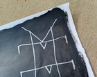 Original 14 by 17-inch Abstract Mixed Media Painting Duo of Electrical Towers — photo 3