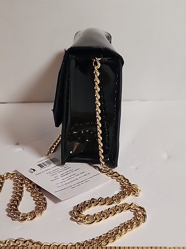 Brand New! Jimmy Choo Black Shiny Clutch Crossbody Evening Sholder Bag Purse ! - Picture 7 of 11