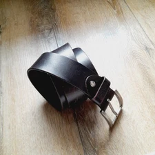 Buffway Men's Minimalist 1.5" Full Grain Leather Belt BrushedMetal Buckle Sz 36