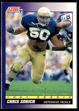 1991 SCORE CHRIS ZORICH #579 RC CHICAGO BEARS 3035