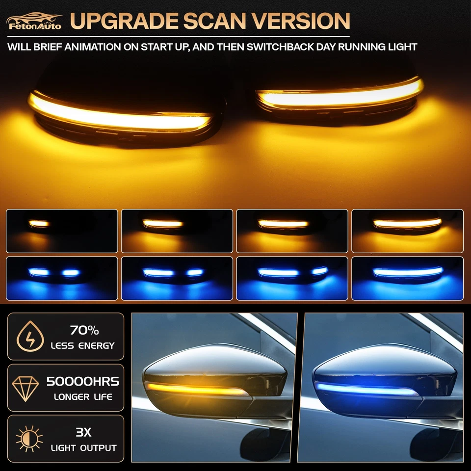 Luz de señal de giro LED de espejo dinámico para VW Passat B7 CC Scirocco MK3 Jetta MK6 Foto 2 de 4