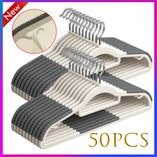 Plastic Hangers Non Slip for Clothes Coat Heavy Duty 360  Swivel Hook Pack of 50