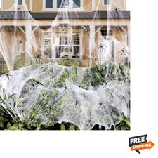 1400 sqft Halloween Spider Webs Decorations with 150 Extra Fake Spiders, Supe...