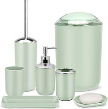 Bathroom Accessories Set,Green Bathroom Set,7 Pieces Bathroom Accessory Set,Tray