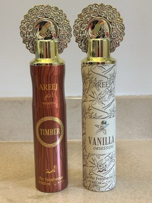 Areej Timber & Vanilla Obsession Air Fresheners by Lamsa Lot of 2 - 300ml Each