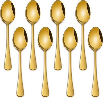 5.5 Inch Coffee Spoons,8 Pieces Stainless Steel Gold Tea & Coffee Spoon,Mirror