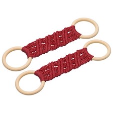 2Pcs Kitchen Dish Towel Holder, 11"x3" Crochet Towel Ring with Loop, Red