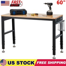 Height Adjustable Workbench 60"x 20" 2000 Lbs Capacity Heavy-Duty Power Outlets