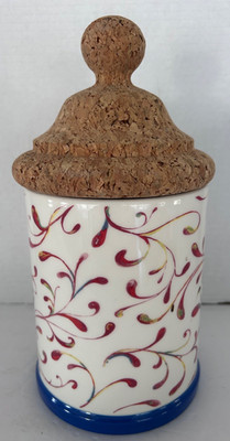 MacKenzie-Childs Carnaby Medium Canister Cork Lid Made in Portugal 10 x 4.75 