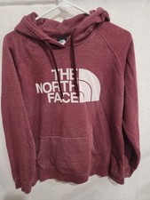 The North Face Women's Large Hoodie Burgundy Half Dome Logo Pullover Sweatshirt