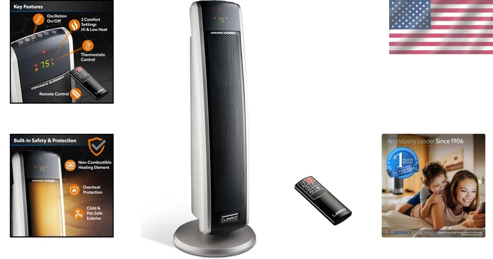Quiet 1500W Digital Ceramic Heater with Remote Control & Widespread Oscillation - Image 2 of 4