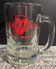 Vintage Twin Kiss Root Beer Glass Mug Heavy Glass Bottom, 5-3/4” Tall, #701