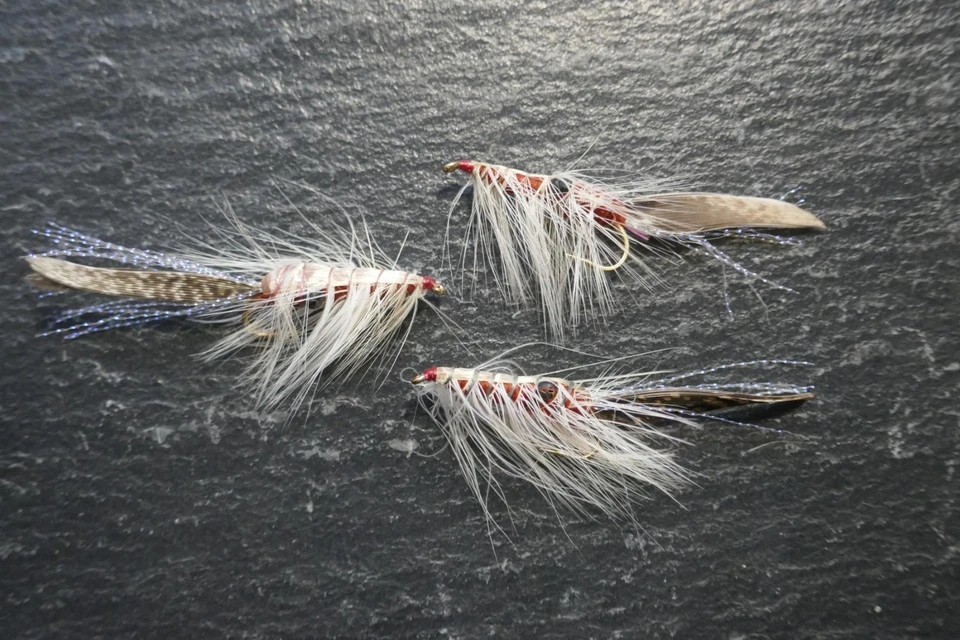 3 St. MARK`S ORIGINAL TANGLÄUFER SHRIMP Streamer #6 Meerforelle Saibling Forelle - Bild 1 von 1