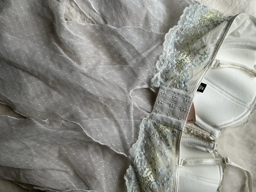 Y2K Victoria’s Secret Sexy Little Things 36C White/ Blue Floral Lingerie NWT $58 - Picture 6 of 8