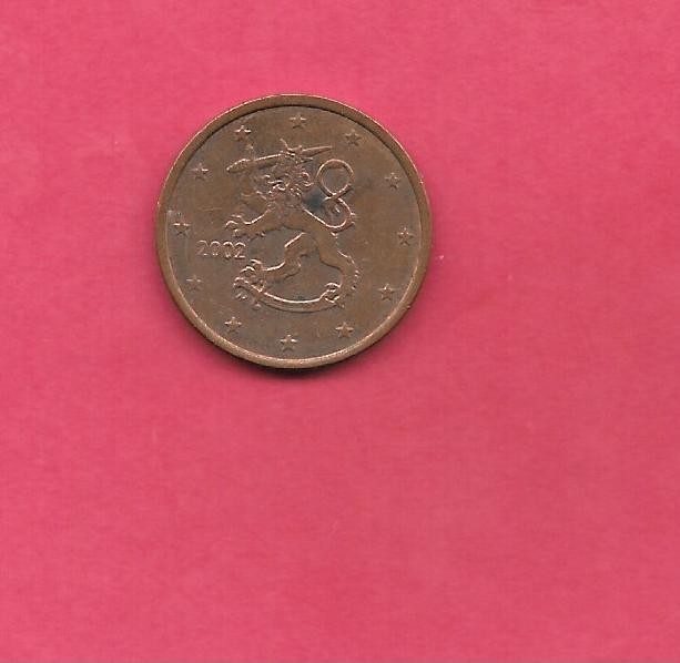 FINLAND FINNISH KM100 2002 M XF-SUPER FINE-NICE CIRCULATED MINT 5 EURO CENT COIN