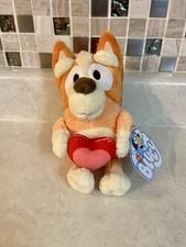 Bluey Friends Valentine's Day Bingo Plush Holding Heart with Backpack Clip 7"