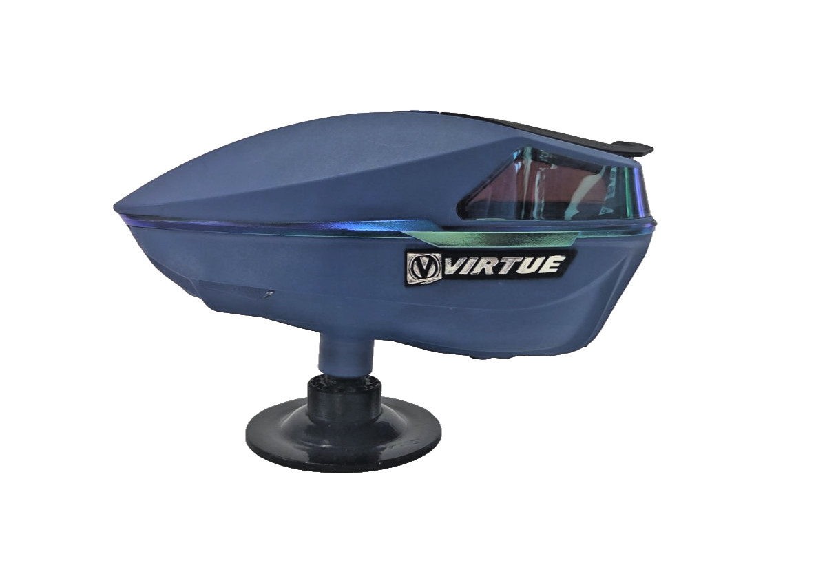 Used Virtue Spire 3 Paintball Hopper Blue With Blue Chrome T