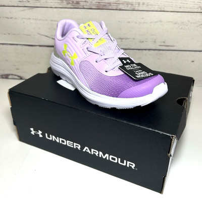 Under Armour Girls 1Y UA GPS Outhustle Print Lavender Sneakers No Tie Shoes