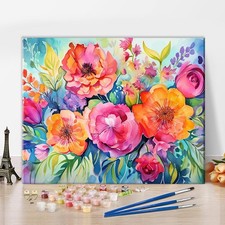 Flower Paint by Numbers Kit for Adults Kids Beginners on Canvas Oily Painting
