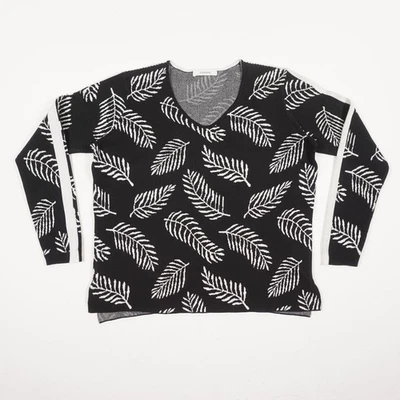 CASSIS Damen Pullover Gr 42 mehrfarbig Rundhals Langarm Pulli Blatt Design Baumw - Bild 1 von 4
