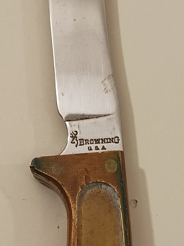 Vintage Browning USA Hunter Skinner Fixed Blade Knife Heavy 3in Blade 7in Total - Image 4 of 4