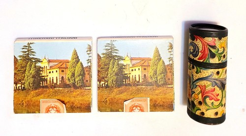 3 Vintage Italian Matches-2 Matchbooks (Sealed) and 1 Round Florentine Match Box