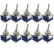 HiLetgo 10pcs AC 125V 6A Amps ON/ON 6 Terminals 2 Position DPDT Toggle... 