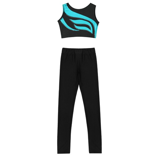 Girls Kids Sets Activewear Outfit Round Neckline Dancewear Tracksuit Clothing - Picture 32 of 57