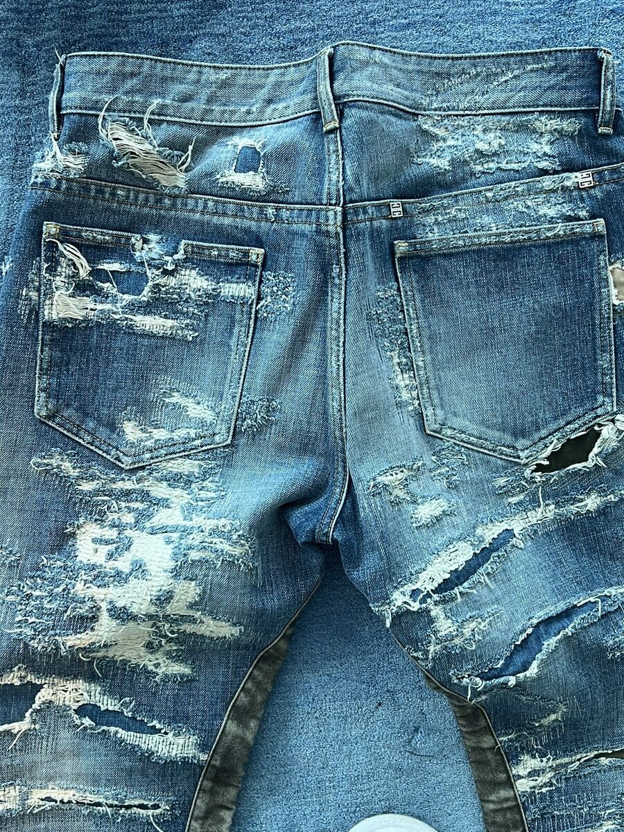 Givenchy Matthew Williams Jeans In Destroyed Denim Moleskin Givenchy Matthew Williams Jeans In Destroyed Denim Moleskin