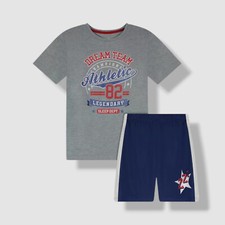Max Olivia Kids Boy's Gray Graphic Top Mesh Shorts Set Size L 12-14