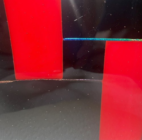 Mod ART GLASS Square PLATE Platter TRINKET Dish 9 1/2" x 9 1/2" Red Black Signed - Picture 13 of 13