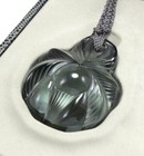 RARE LALIQUE 1990 PALM FRONDS PENDANT GRISELDA GREY CRYSTAL NECKLACE w/ BOX