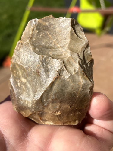 Beau Biface Moustérien en silex H : 6,9 cm x 5,5 cm Paléolithique Orne St Brice - Imagen 13 de 16