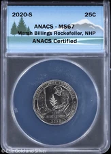 2020-S 25C Marsh-Billings-Rockefeller NHP ATB Quarter ANACS MS 67 | UNC BU