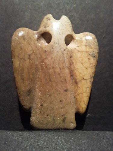 Chinese Hongshan Chicken Jade Bone Owl Pendant - Picture 7 of 12
