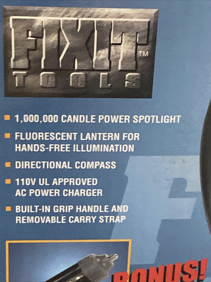 FIXIT TOOLS 1 Million Candle Power Rechargeable Halogen Spotlight
