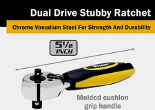 TITAN 11050 1/4" & 3/8" DRIVE DUAL HEAD STUBBY COMBINATION RATCHET