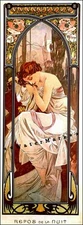 Night 1899 Times Of Day Series Vintage Poster Print Art Deco Nouveau Mucha Art
