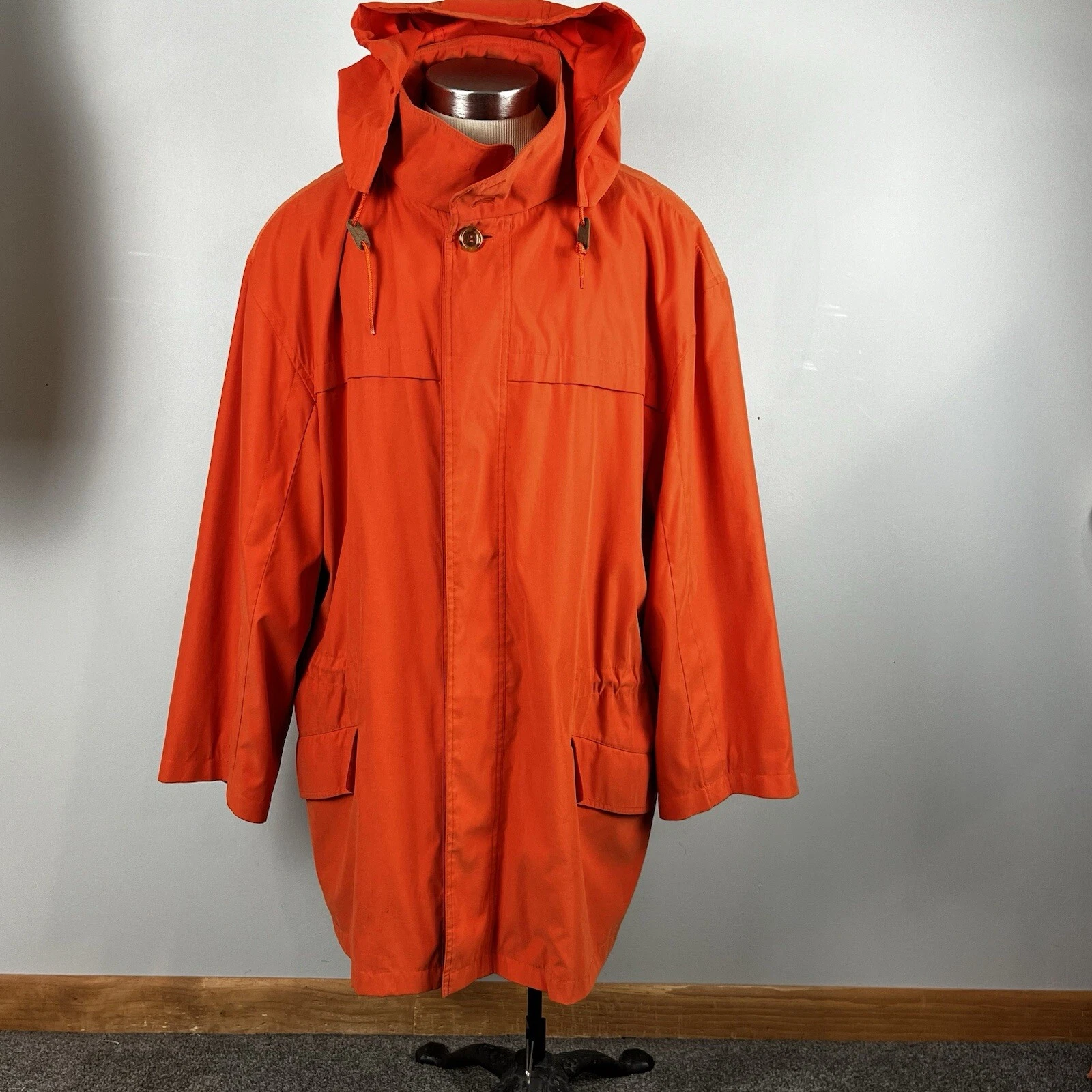 BOLD mens Sanyo L Large bright orange parka style hooded microfiber jacket