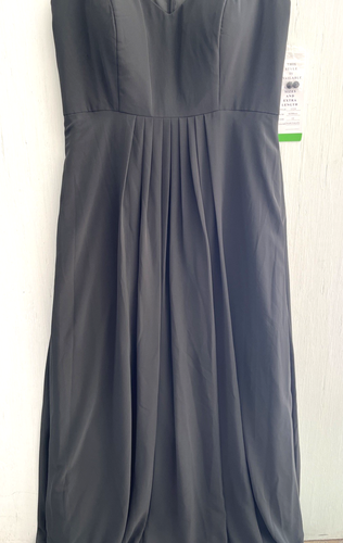 BILL LEVKOFF Charcoal Gray Chiffon Maxi Dress Formal Bridesmaid Prom Size 12 NWT - Picture 6 of 10