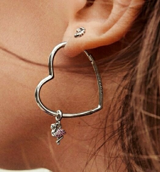 New Summer 2020 Pandora Asymmetrical Heart Hoop Earrings 925 Sterling Silver eBay
