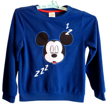 Disney Mickey Mouse Embroidered Blue Fleece Youth Pullover Size 9/10