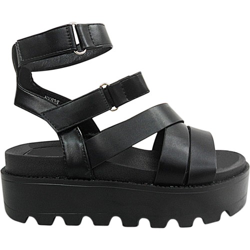 WOMENS LADIES LOW WEDGE PLATFORMS FLATFORMS TOUCH STRAPS SHOES SANDALS SIZE  | eBay