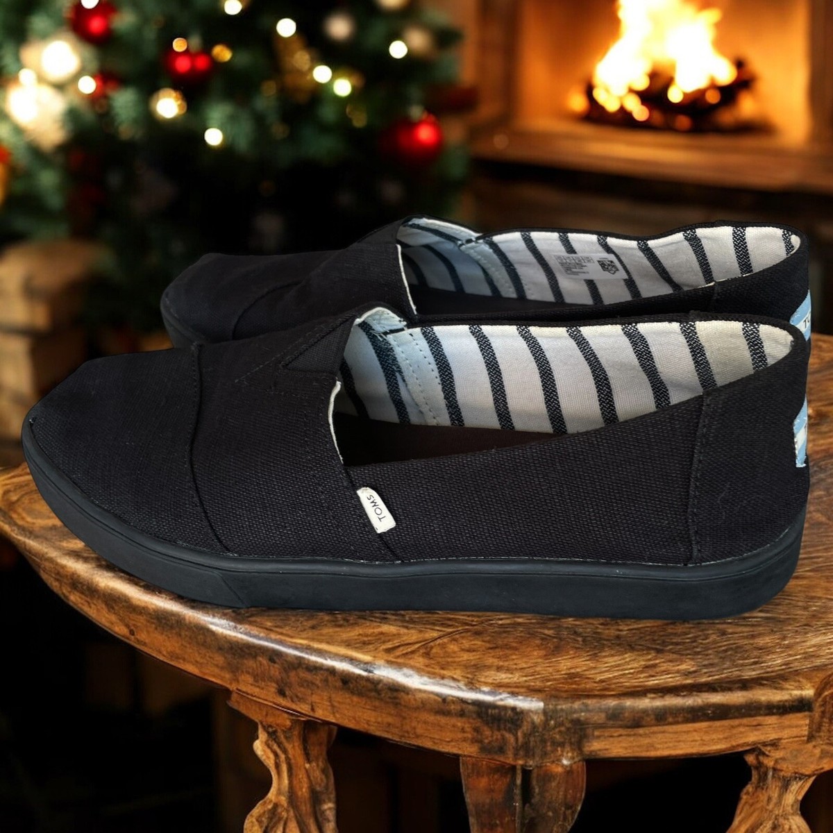 TOMS Men's Alpargata Cupsole Sneaker Black Heritage Canvas Size 12