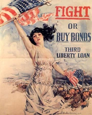 POSTER FIGHT OR BUY BONDS WAR AMERICAN TROOPS ARMY FLAG VINTAGE REPRO FREE S/H