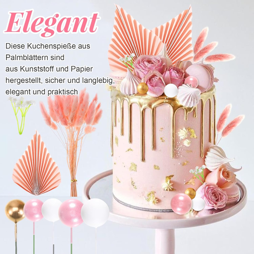 42 Stück Boho Tortendeko, Kuchen Dekoration Kugel Palmblätter Kuchendekoration T - Bild 5 von 7