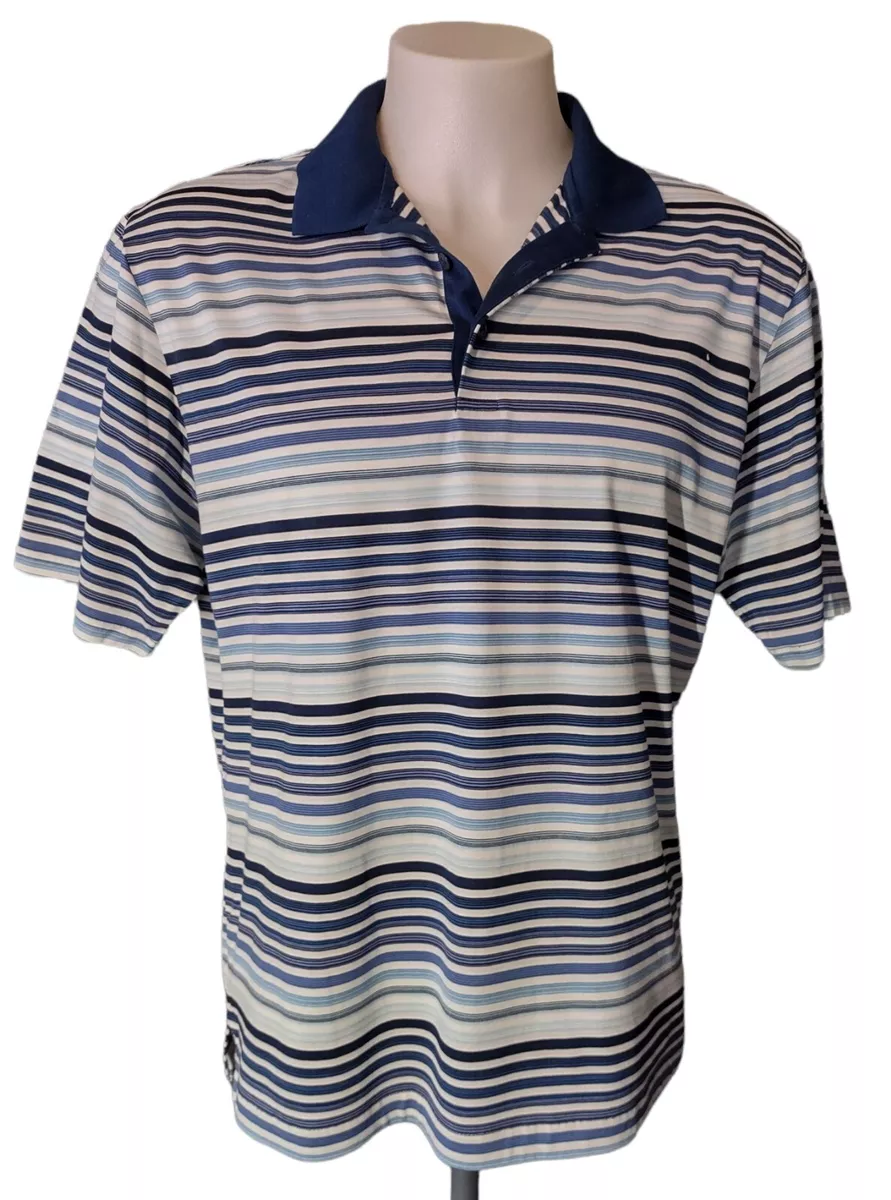 Bugatchi Uomo Multicolor Striped Casual Mens Short Sleeve Polo Shirt Size Large